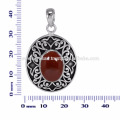 Natural Red Onyx Gemstone 925 Sterling Silver Pendant